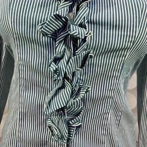 Express Design Studio Striped Ruffled Blouse - Picture 4 of 9